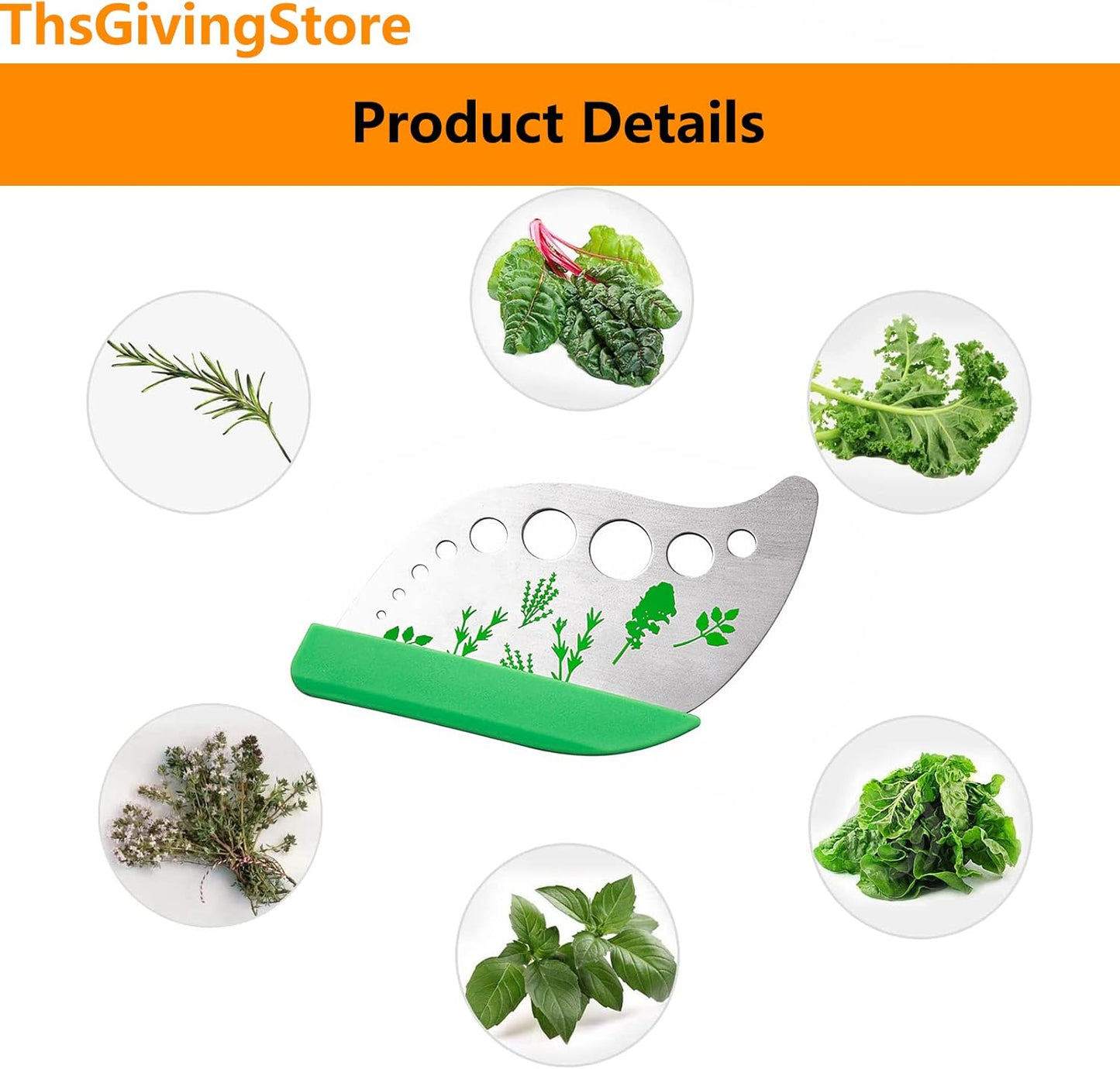 9 Holes Herb Leaf Stripper Tool, 304 Stainless Steel Kitchen Herb Leaf Stripping Tool, Fresh Herb Chopper, Remover Leaf Tool for Chard, Collard Greens, Parsley, Basil, Taragon, Thym