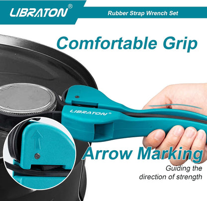 LIBRATON Strap Wrench 2-piece Multifunctional Adjustable Wrench Tools Oil Filter, Jar Opener