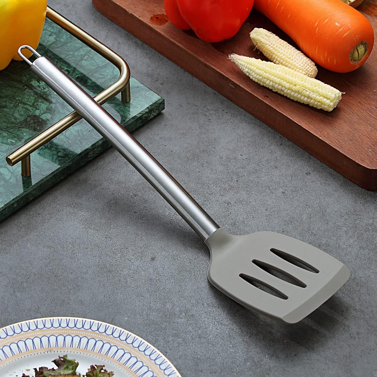 Berglander Skimmer, Non-stick Silicone Strainer, Kitchen Cooking Skimmers For Non-Stick Cookware, Dishwasher Safe, Easy to Clean