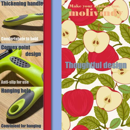 Julienne Peeler, Potato Vegetable Peeler for Kitchen, I and Y Potato Peelers for Apple Fruit Carrot Zucchini Cucumber Veggie, 3 in 1 Blade Spin Design With Julienne Peeler, Anti-Slip Handle