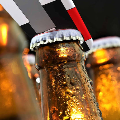 Black White Checkered Stainless Steel Bottle Opener Cool Car Racing Sports Plaid Pattern Geometric Design Flat Beer Bottle Opener Keychain for Home Kitchen Bar Restaurant Party Birthday Gift