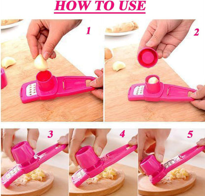 Angel's Peel Lounge Multipurpose Garlic Mincer and Garlic Crusher - Easy Squeeze Clean Garlic Press, Dishwasher Safe Sturdy Tool Compact and Portable Design for Extracts More Paste Per Clove - Pink