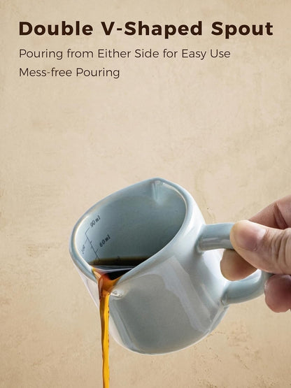 Espresso Cups Ceramic, 200ML Espresso Measuring Cup with Handle, Expresso Shots Cups with Scale, Espresso Accessories, White