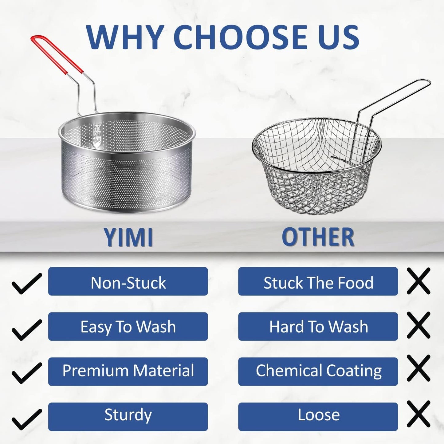 Yimi 16.5 Inch Spider Strainer | Stainless Steel Kitchen Cooking Skimmer with Double Hook Long Handle | Spiral Wire Spoon Ladle with Reinforced Double Coil for Cooking and Frying, Ideal for Gift