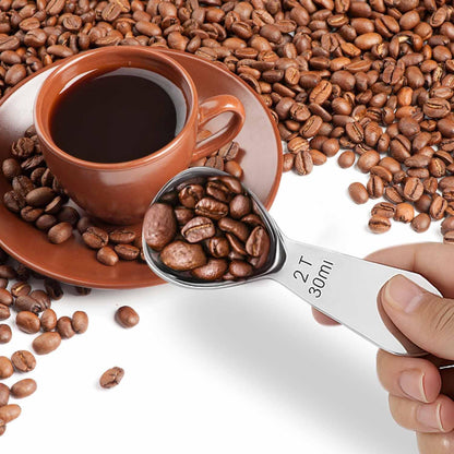 18/8 Stainless Steel Coffee Measuring Spoon 2 Tablespoon Coffee Scoop Short Handle Measuring Spoon for Ground Coffee Tea Sugar Flour Exact Measuring Spoons (30ml)