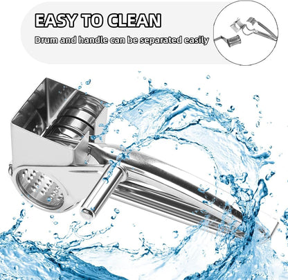 Cheese Grater, Stainless Steel Rotary Cheese Graters Shredder Handheld, Kitchen Grater for Cheese Ginger Vegetables
