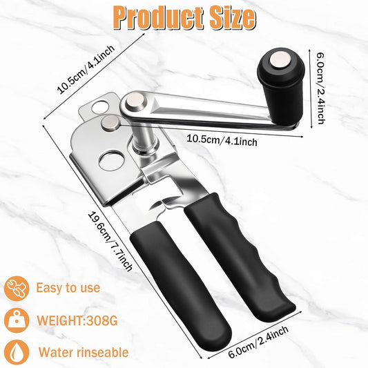 Manual Can Opener - Kitchen Heavy Duty Hand Can Opener with Easy Turn Smooth Edge Knob & Comfort Grip for Commercial & Home Use, Sharp Steel Cutting Wheel Multifunction Bottles Opener
