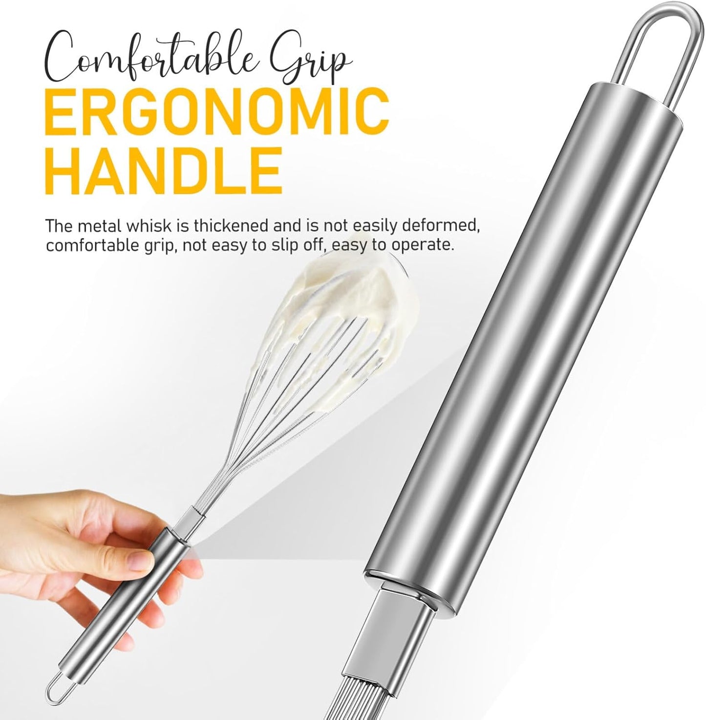 MAGICLULU Stainless Steel Whisk, 13 Inch Gold Wire Egg Beater, Thicken Wire Hand Mixer for Whisking Blending Baking Cooking, Kitchen Utensils Gadgets for Cream Batter Sauce