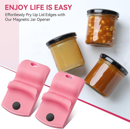 2 Pack Canning Jar Opener with Magnets, Mason Jar Opener For Canning Lids, Regular and Wide Mouth Lids, Powerful Magnet for Easy Refrigerator Storage, Releases Vacuum Seal– Patent Pending (Blue)