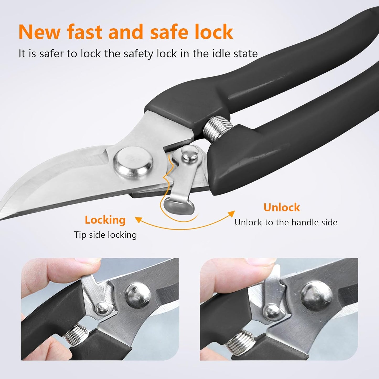 Garden Scissors for Plant, Tip Pruning Shears for Cutting Flowers, Trimming Plants, Bonsai and Fruits Picking (Bypass Blade Pruner)