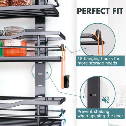 Eastherry Over The Door Pantry Organizer，9-Tier Over The Door Organizer with Adjustable Basket，Metal Hanging Pantry Organizers and Storage for Kitchen, Back of Door Seasoning Rack