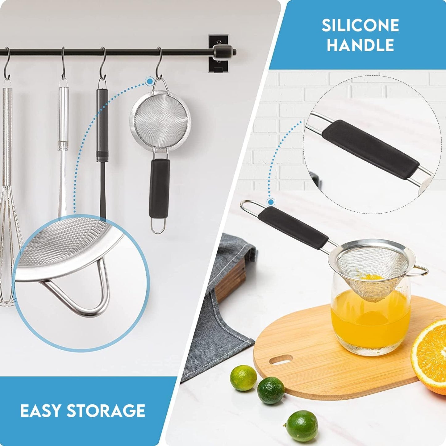 Fine Mesh Strainer - 3.3 Inch Conical Sieve - Tea Strainers for Loose Tea, Coffee Strainer, Food Strainer, Juice Strainer, and Much More!