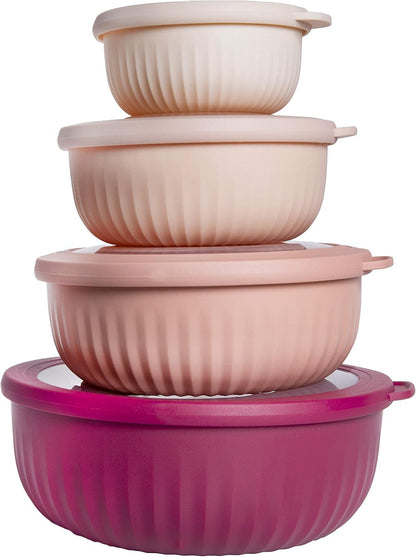 COOK WITH COLOR Prep Bowls with Lids- Wide and Deep Nesting Plastic Small Mixing Bowl Set with Lids, 8 Piece Set - Wide Bowls, Blue