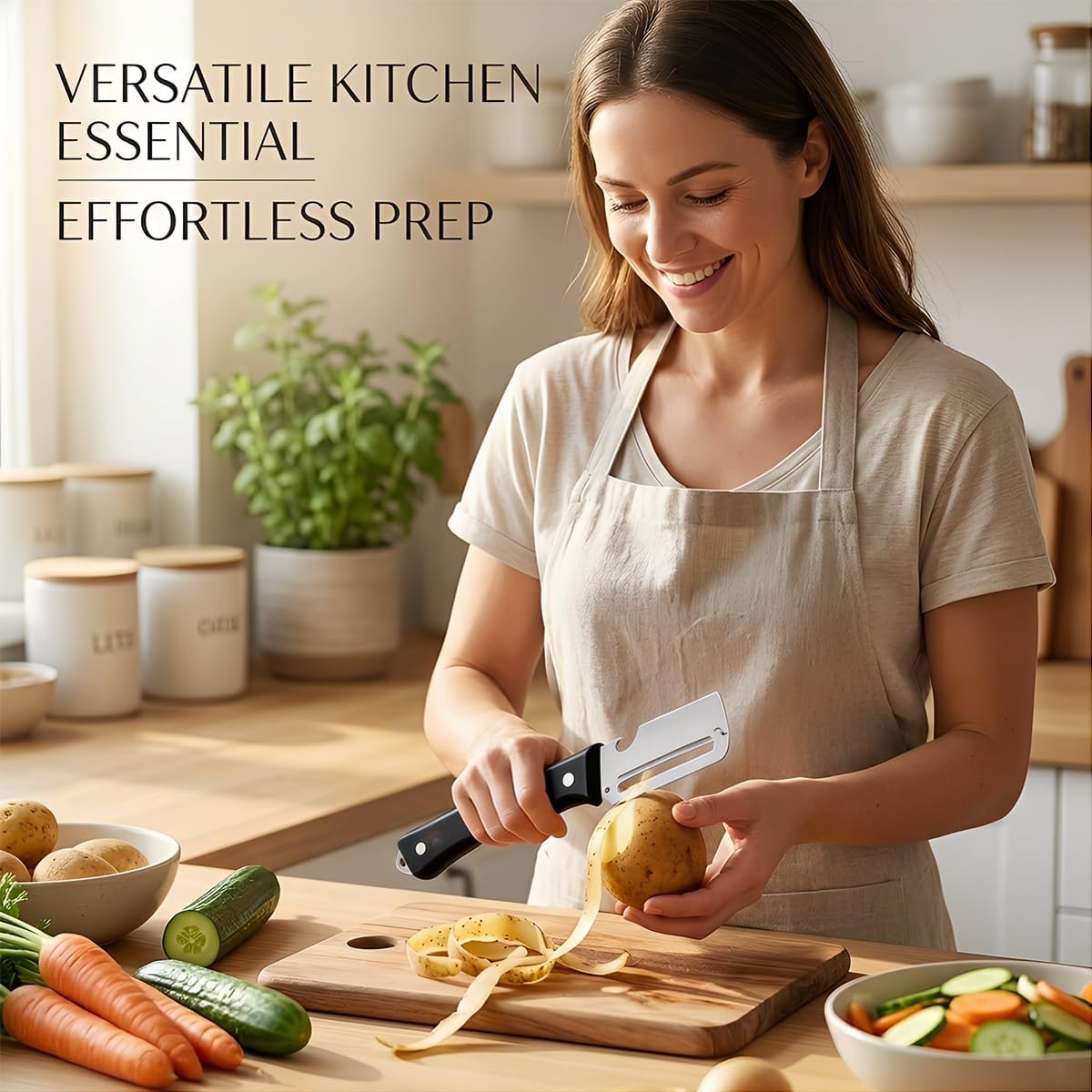 2 Pack Multifunctional Vegetable Peeler, 3-in-1 Peelers For Kitchen with Bottle Opener, Sharp Stainless Steel Swivel Blade, Wooden Handle, Grater & Bottle Opener for Carrot, Apple, Fruit & Vegetable
