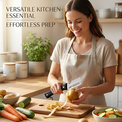 2 Pack Multifunctional Vegetable Peeler, 3-in-1 Peelers For Kitchen with Bottle Opener, Sharp Stainless Steel Swivel Blade, Wooden Handle, Grater & Bottle Opener for Carrot, Apple, Fruit & Vegetable