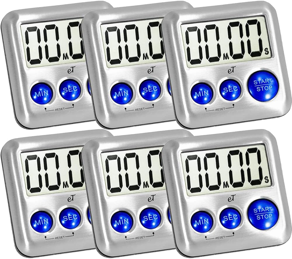 Elegant Digital Kitchen Timer Stainless Steel - Plumberry - Strong Magnetic Back - Kickstand - Loud Alarm - Large Display - Auto Memory - Auto Shut-Off - Model eT-24 (Plumberry) by eTradewinds