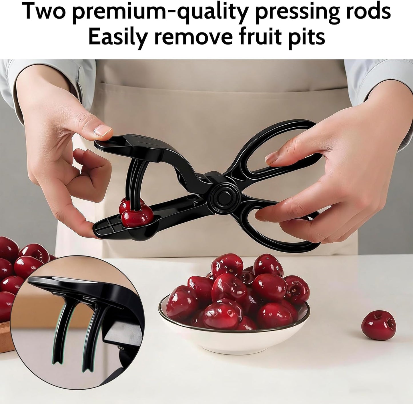 Cherry Pitter, Cherries Corer with Hand-held Push Design Olive and Cherry Pitters Corer Tool Quick Portable Pitting Tool for Making Jam (Black)