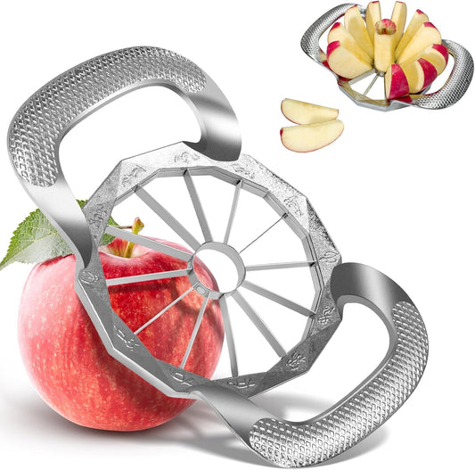 Apple Slicer and Corer, Upgraded Heavy Duty Apple Cutter Slicer with Stand, Cut Apples All The Way Through, Stainless Steel Blade Apple Cutter 8 Slices with Comfort Handle, Up to 3.5 IN Apples