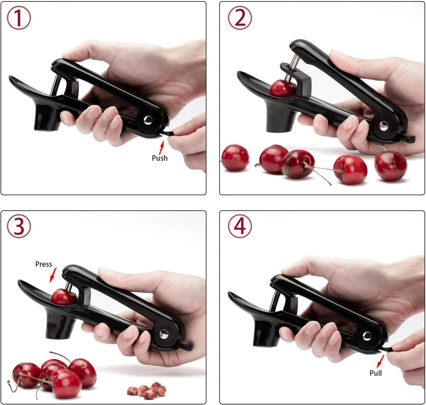 Yun River Cherry and Olive Pitter - Green, Stainless Steel, Easy to Use, Dishwasher Safe