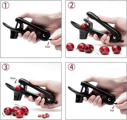 Yun River Cherry and Olive Pitter - Green, Stainless Steel, Easy to Use, Dishwasher Safe