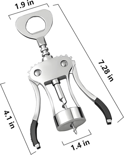 Wine Opener - Multifunctional Wing Corkscrew with Sharp Screw & Ergonomic Handle for Wine, Beer Bottles - Ideal for Kitchen, Bar & More