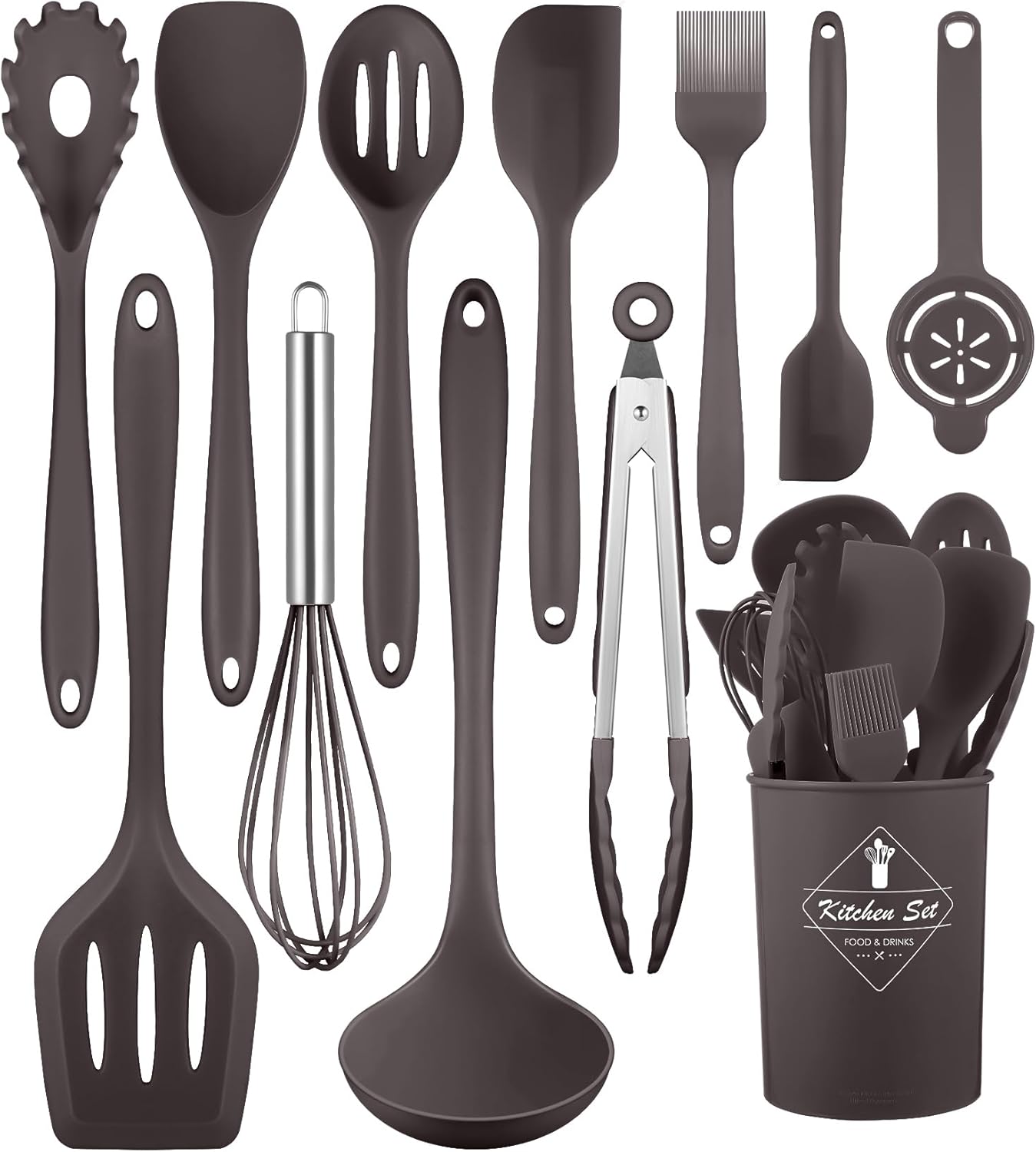 Kitchen Utensils Set-12 Pieces Silicone Cooking Utensils Set (Dishwasher Safe) 392°F Heat Resistant Spatula Set,Kitchen Utensil Set for Nonstick Cookware,Best Kitchen Tools with Holder