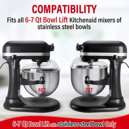 Pouring Shield for KitchenAid Tilt Head 4.5-5 QT (for Stainless Steel Bowls Only), for Kitchen aid Accessories and Attachments, Fully Enclosed Foldable Lid Mixer Bowl Cover & Flour Funnel