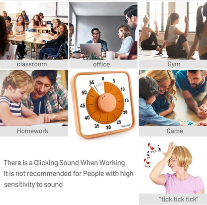 Secura 60-Minute Visual Countdown Timer, 7.5-Inch Oversize Classroom Visual Timer for Kids and Adults, Durable Mechanical Kitchen Timer Clock with Magnetic Backing (Blue)