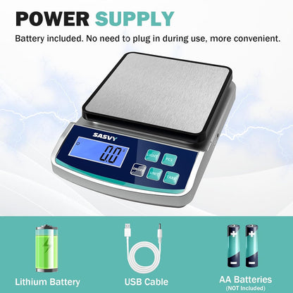 Digital Lab Scale 5000g x 0.1g oz/lb/g/kg Precision Electronic Scientific Scale Analytical Balance for Laboratory Jewelry Kitchen Includes Rechargeable Battery