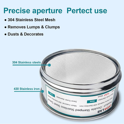 304 Stainless Steel Mesh Lab Sieve, 80 Mesh (0.2mm) Aperture Test Sieve, 4inch(10cm) Diameter Economy Standard Analysis Sample Test Sieves for Industrial Laboratory Homes - Colors B