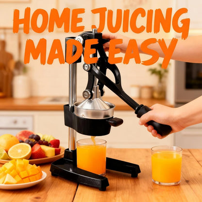 Cast Iron Orange Juice Squeezer for Kitchen,Heavy-Duty Professional Citrus Juicer-Stainless Steel Manual Citrus Press&Orange Squeezer(Easy-to-Clean) (Black)