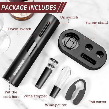 PEIPU Electric Wine Bottle Opener, Easy to Use, Perfect for Home, Restaurants & Travel, Wine Lovers & Host (Black)