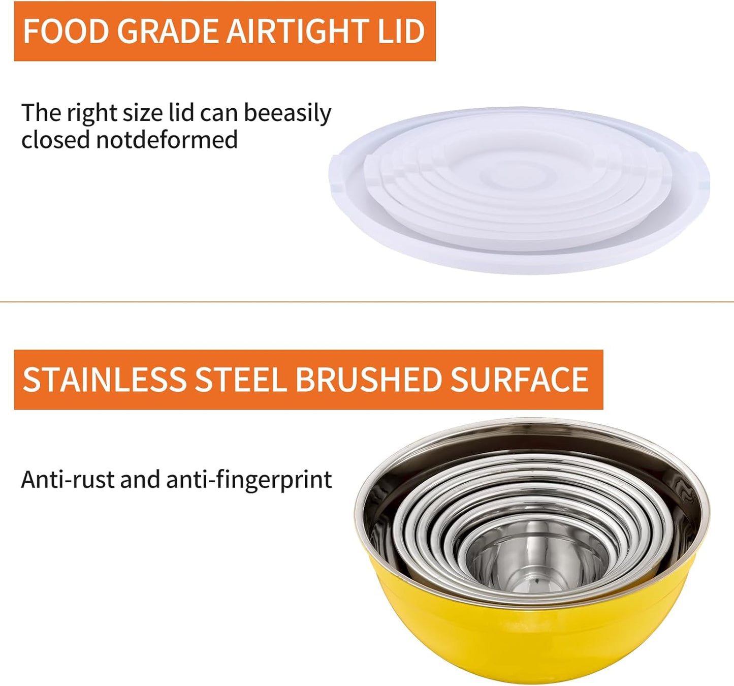 Gold Mixing Bowls With Airtight Lids,Stainless Steel Bowl,Salad Bowls 7 Piece Colorful Nesting Bowl Gold Kitchen Accessories,Size 7,3.6,2.7,2.1,1.5,1.1,0.8QT Stackable Design