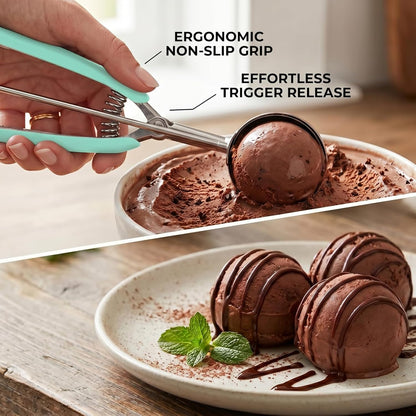 Ice Cream Scoop, 18/8 Stainless Steel Cookie Scoop, Cookie Scoops for Baking, 2 Tbsp/ 30 ml/ 1 oz Cookie Dough Scoop, Ice Cream Scooper with Trigger Release, Cookie Scooper for Baking