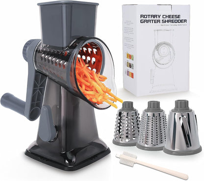 Rotary Cheese Grater with Handle-Versatile Cheese Grater Non-Slip Suction Base,Cheese Shredder & Food Slicer for Cheese,Carrots, Cucumbers,Nuts-Compact & Easy Clean Kitchen Kitchen Tool (blue)