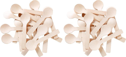 Gmark 1.5mm Extra-Thick Mini Wooden Spoons (4 Inch) - 100 Count Heavy Duty Birch Wood - Sturdy No-Snap Disposable Spoons for Gelato, Desserts & Charcuterie - Eco-Friendly & Compostable GM1042A