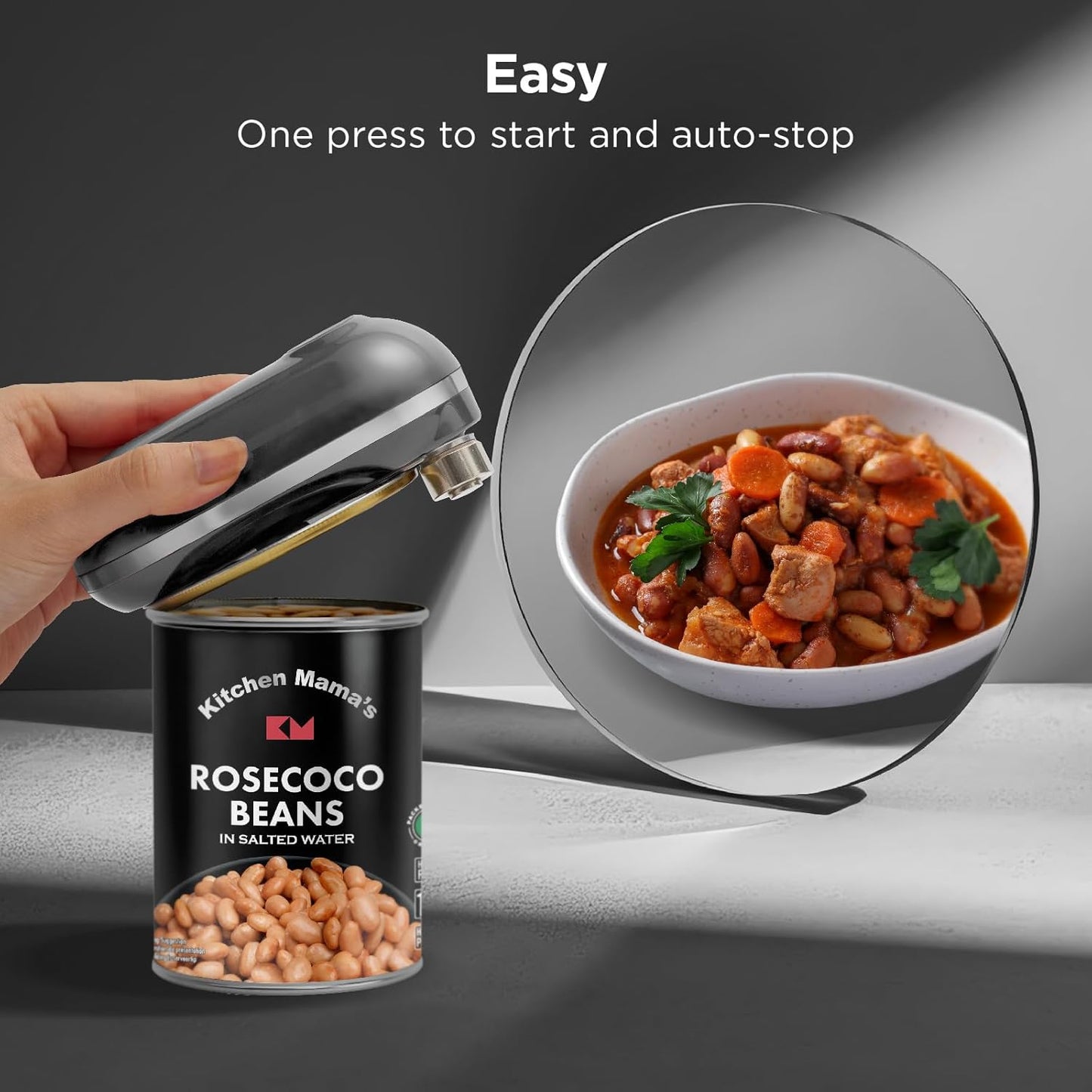 Kitchen Mama Mini Plus Rechargeable Electric Can Opener: USB-C Charging, Hands-Free, Auto Stop, Compact, Cordless, Smooth Edge - Perfect for Seniors with Arthritis, Home, and Travel (Red)