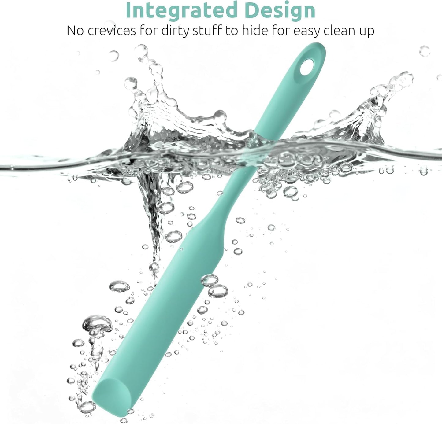 U-Taste Skinny Silicone Jar Spatula: 600ºF Heat-Resistant Food-Grade 10in Long Narrow Sourdough Stirring Stick, Seamless Flexible Peanut Butter Spreader for Scraping Icing Bread Cream, Jam (Aqua Sky)