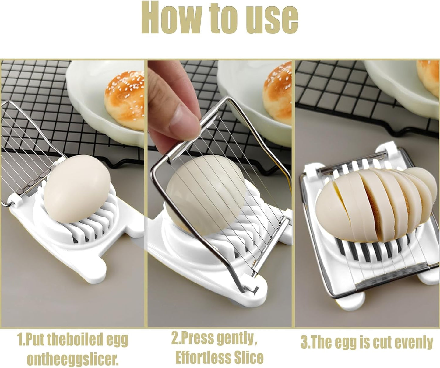 Egg Slicer for Hard Boiled Eggs,Hard Boiled Eggs with Stainless Steel Wire Soft Food Cutting Tool