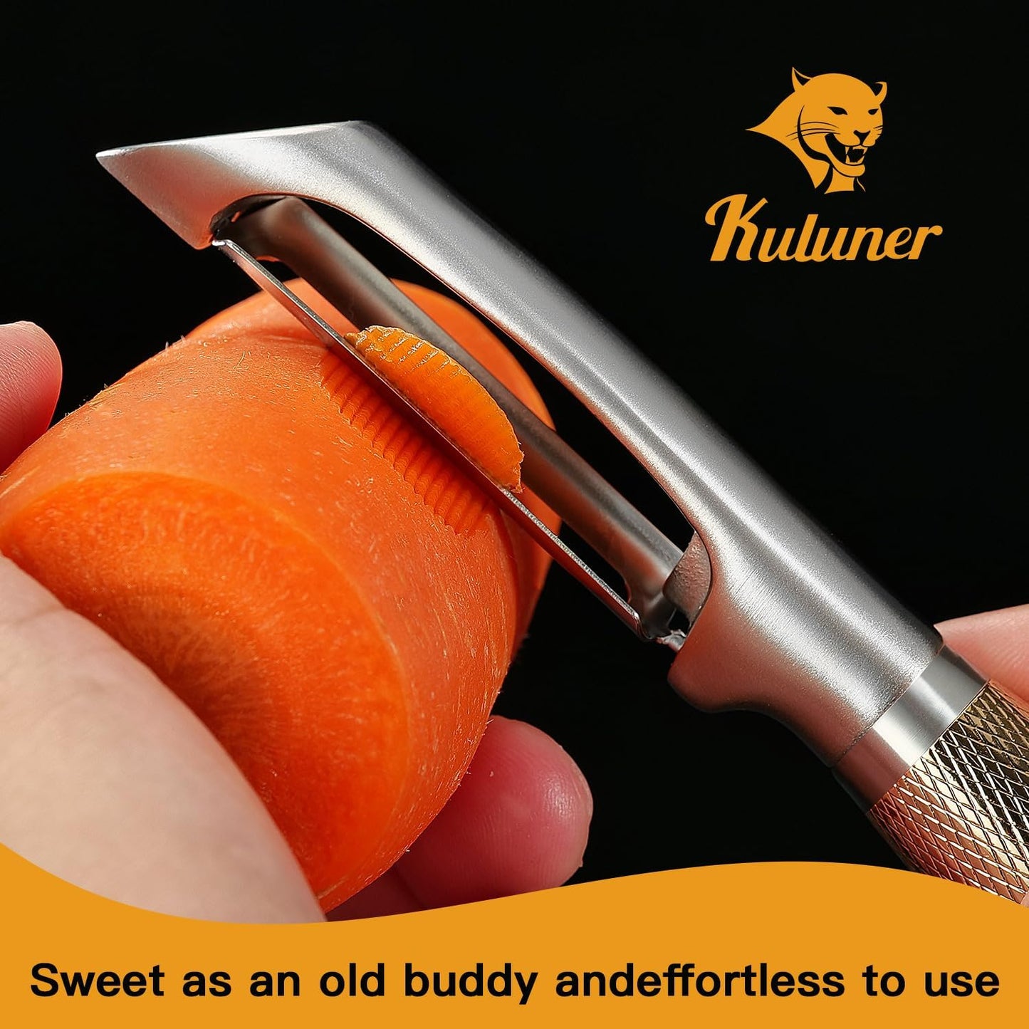 Serrated Blade Premium I Type 304 Stainless Steel Multifunctional Kitchen Peeler Real Wood Handle Ultra Sharp Blade Vegetable Potato Apple（Agarwood）