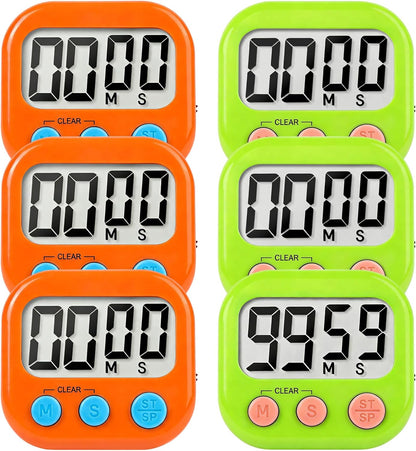 6 Pack Digital Kitchen Timer Small Classroom Timers for Kids Teachers (Blue&White)