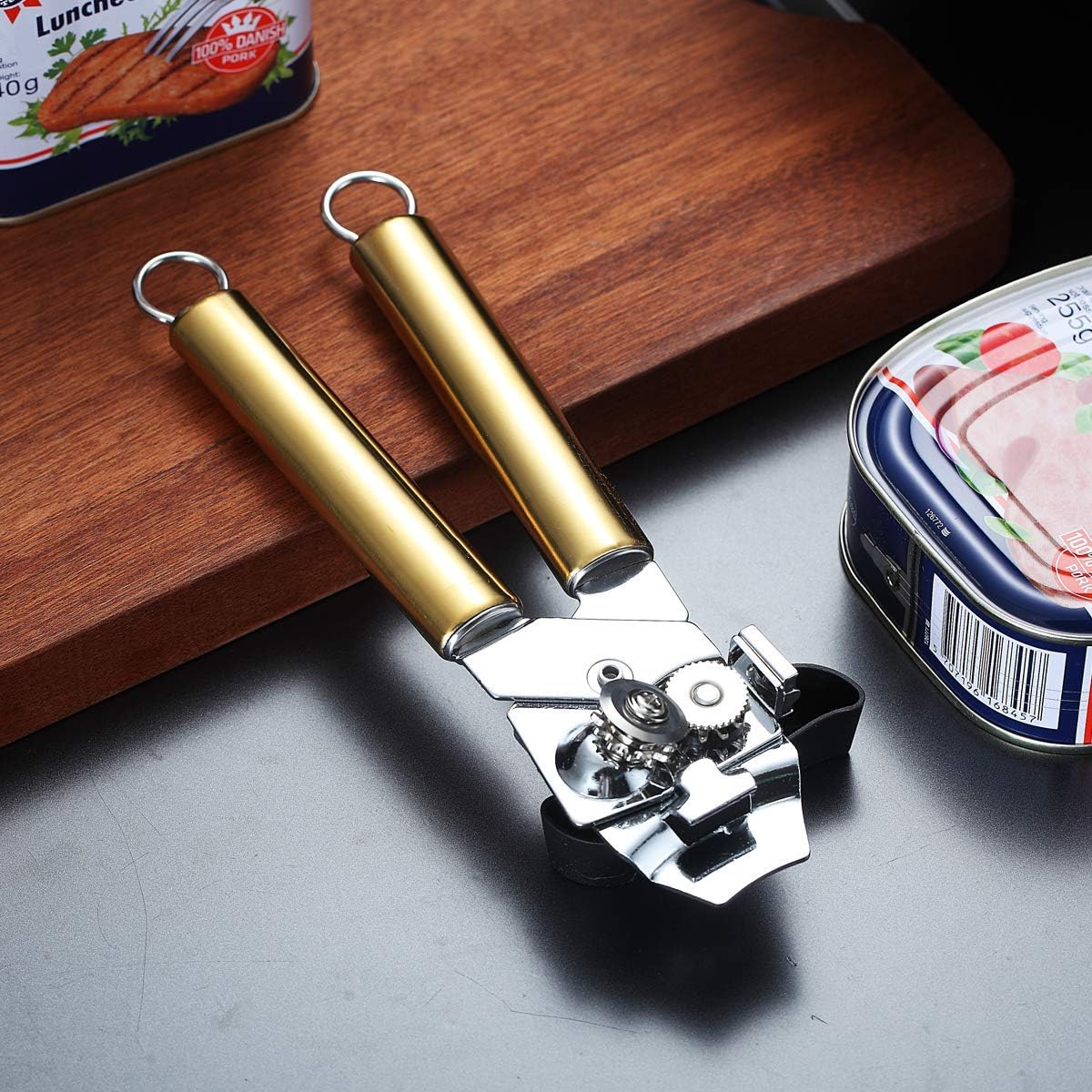 Berglander Can Opener, Stainless Steel Rainbow Handle, Titainium Colorful Plating Handle Hand Held, Smooth Edge Manual Can Opener, Heavy Duty (Rainbow)