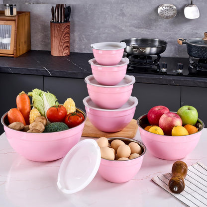 Gold Mixing Bowls With Airtight Lids,Stainless Steel Bowl,Salad Bowls 7 Piece Colorful Nesting Bowl Gold Kitchen Accessories,Size 7,3.6,2.7,2.1,1.5,1.1,0.8QT Stackable Design