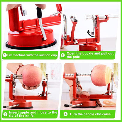 Apple Peeler Corer, Hand-Cranking Stainless Steel Apple Peeler Slicer Corer with Blades and Powerful Suction Base for Apples Pears Potato