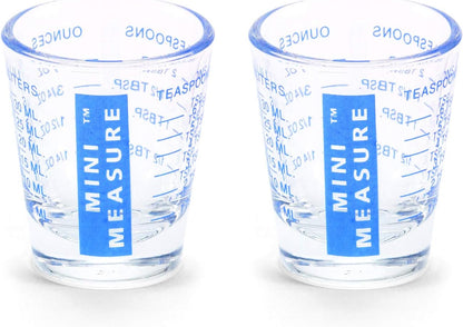 Kolder Mini Measure Heavy Glass, 20-Incremental Measurements Multi-Purpose Liquid and Dry Measuring Shot Glass, White