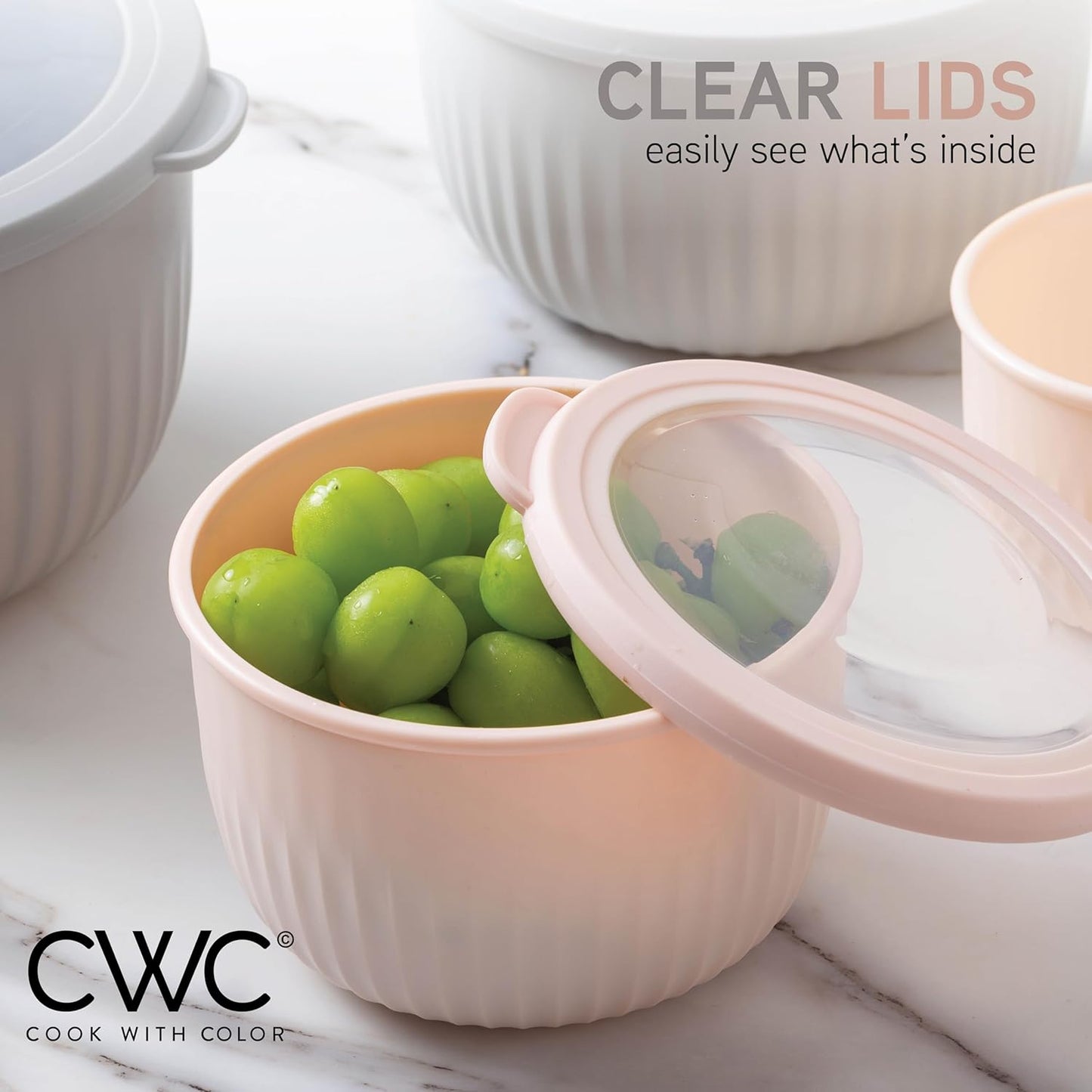 COOK WITH COLOR Prep Bowls with Lids- Wide and Deep Nesting Plastic Small Mixing Bowl Set with Lids, 8 Piece Set - Wide Bowls, Blue