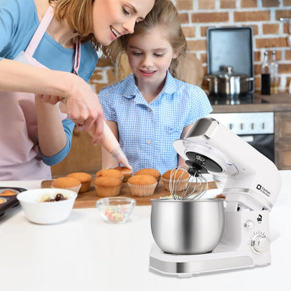 Kitchen in the box Stand Mixer,3.2Qt Small Electric Food Mixer,6 Speeds Portable Lightweight Kitchen Mixer for Daily Use with Egg Whisk,Dough Hook,Flat Beater (Black)