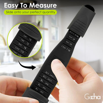 GOCHA Double-Ended Adjustable Measuring Spoon - 9-in-1 Kitchen Tool with Precision Scales (0.5-13ml/g) - Space-Saving Design for Dry & Liquid Ingredients (Black Green)