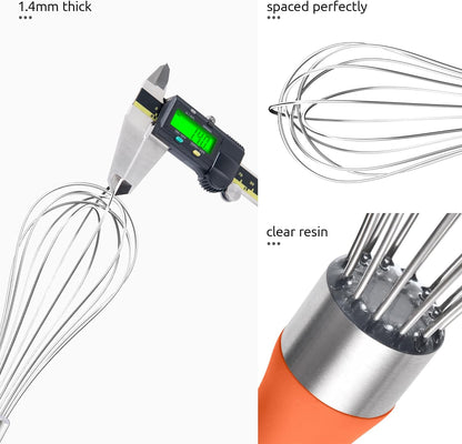 U-Taste 7" Mini Whisk for Cooking: 18/8 Stainless Steel Small Metal Kitchen Wisk, Tiny Hand Mixing Tool for Coffee, Egg, Sauce, 6-Wires Compact Head for Baking, Beating in Bowl, Mug, Jar (Set of 2)