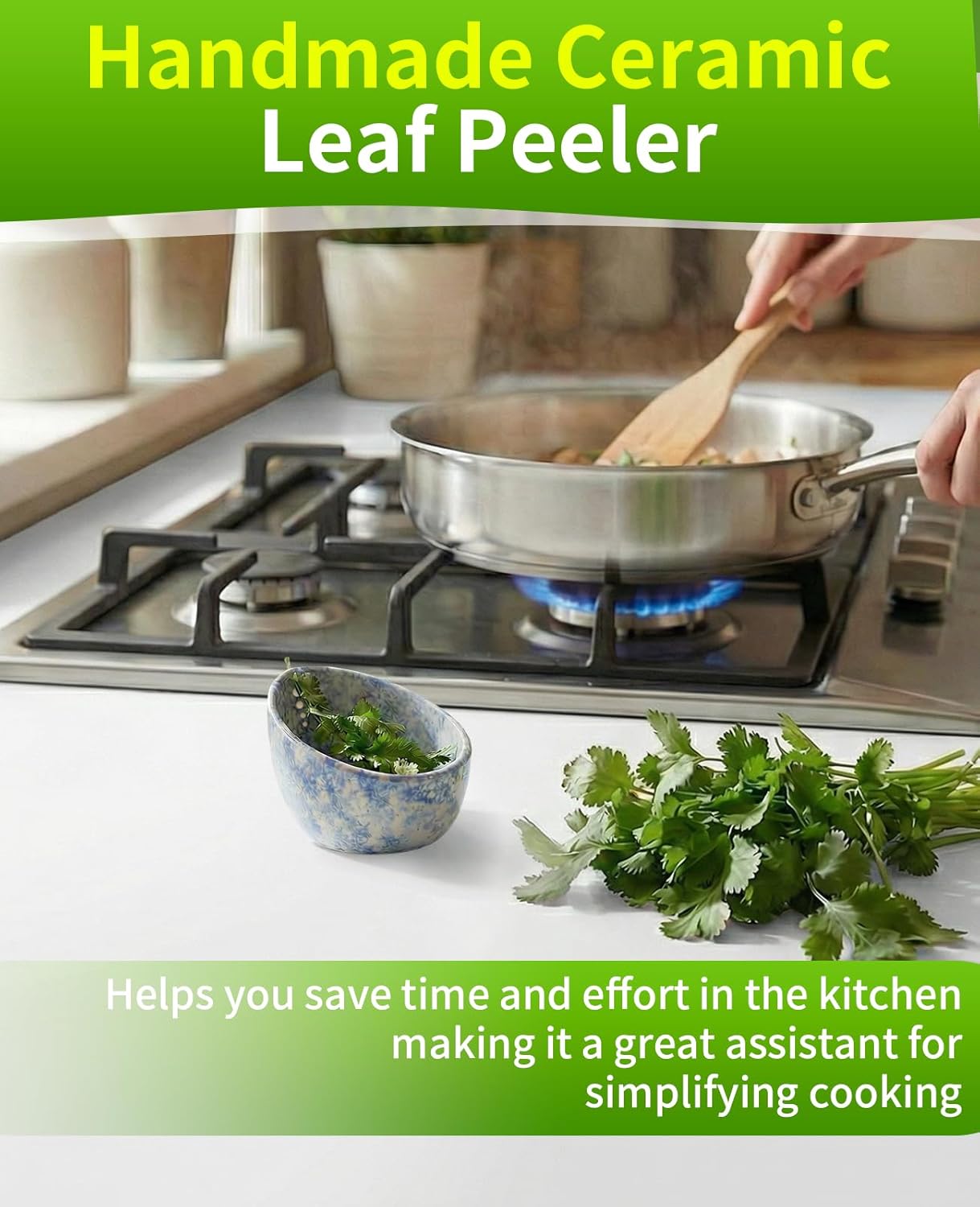 Pottery Herb Stripper Bowl, Herb Stripping Tool for Separating Leaves and Stems